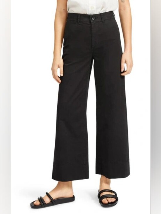 Everlane Pants - Everlane Lightweight Wide Leg Crop Stretch Cotton Pants Washed Black Womens 00